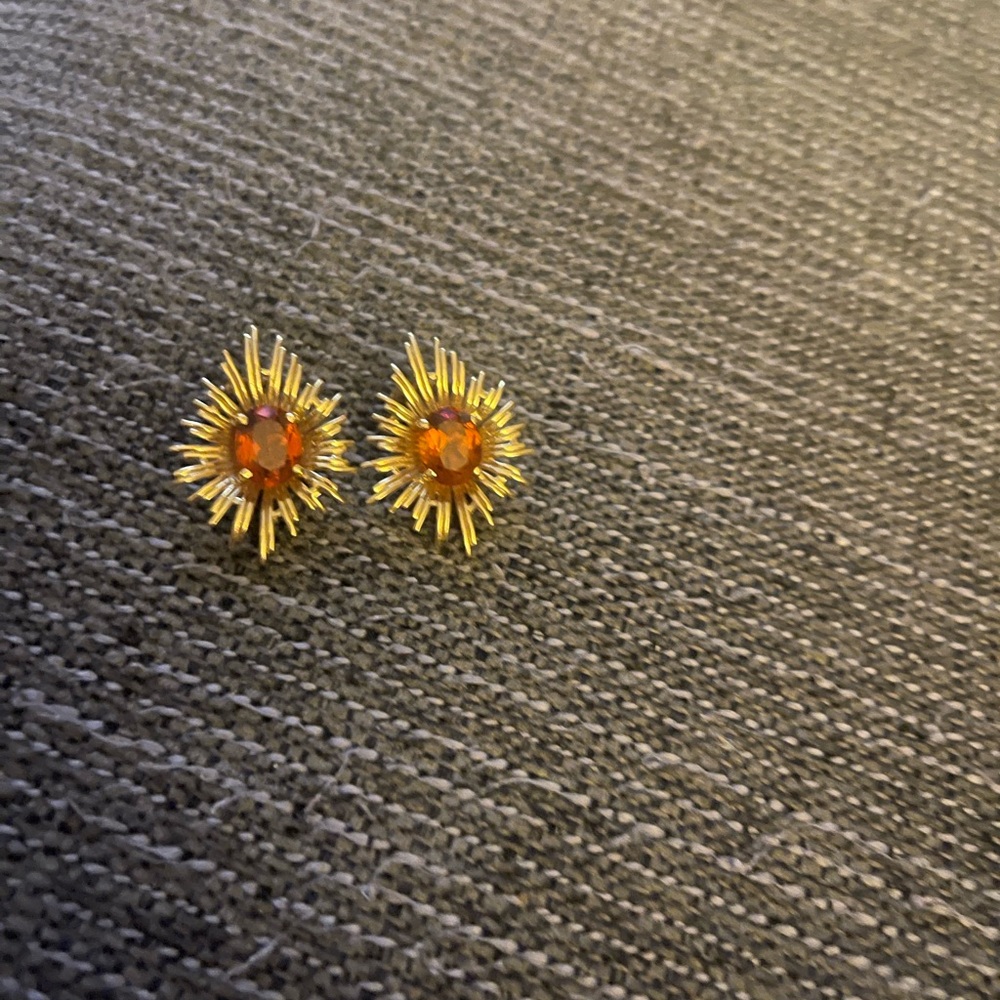 Gold and Orange Sunburst Earrings